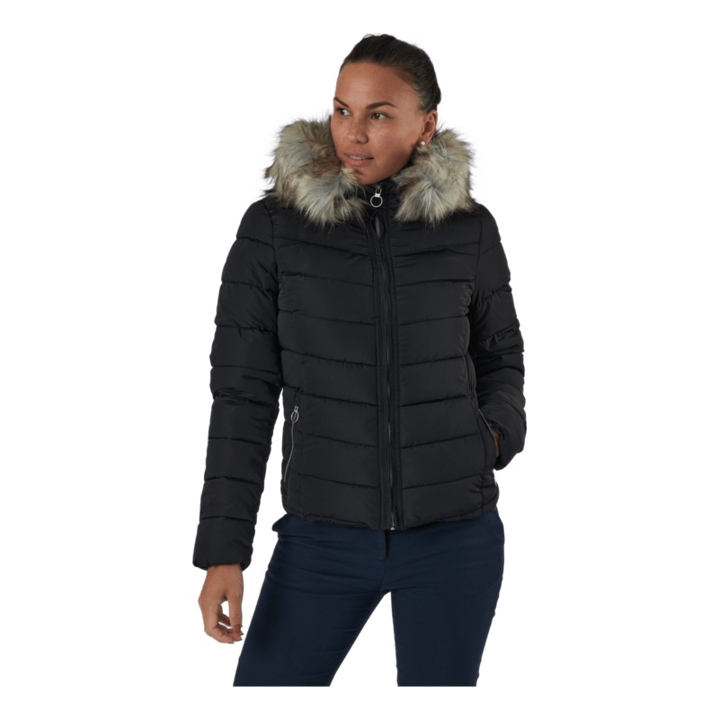 Onlnewellan Quilted Hood Jacke Black