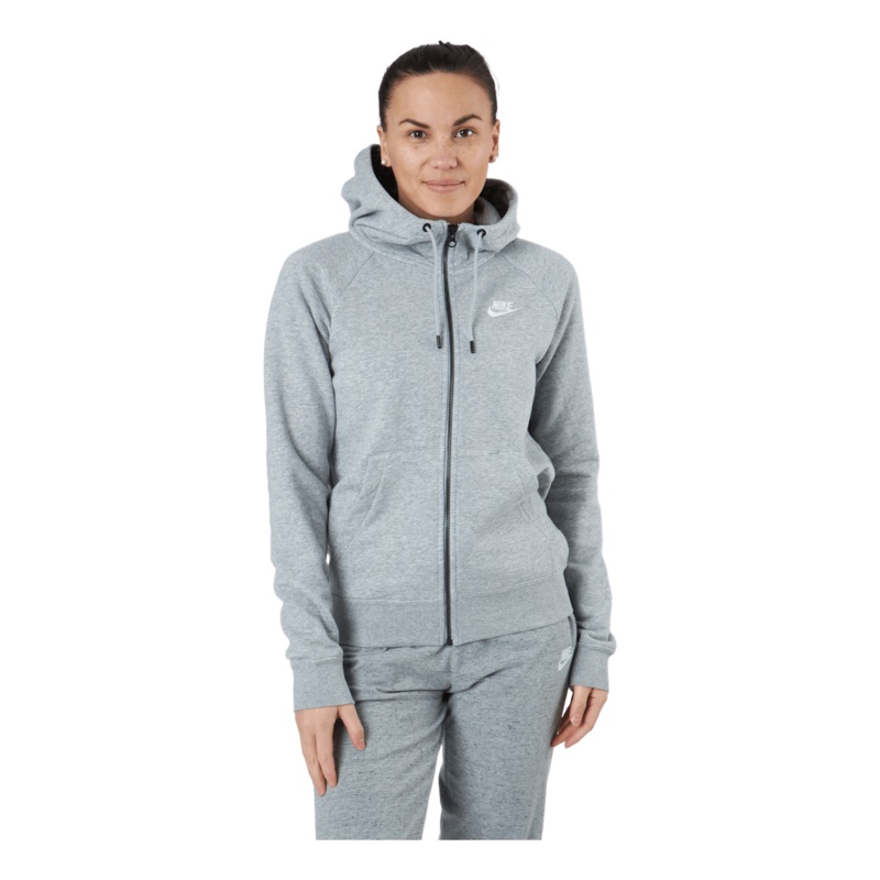 Women’s Full-zip Fleece Hoodie Dk Grey Heather/white