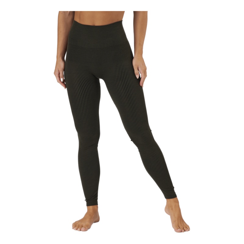 Wool Rib Tights Black Green Rib