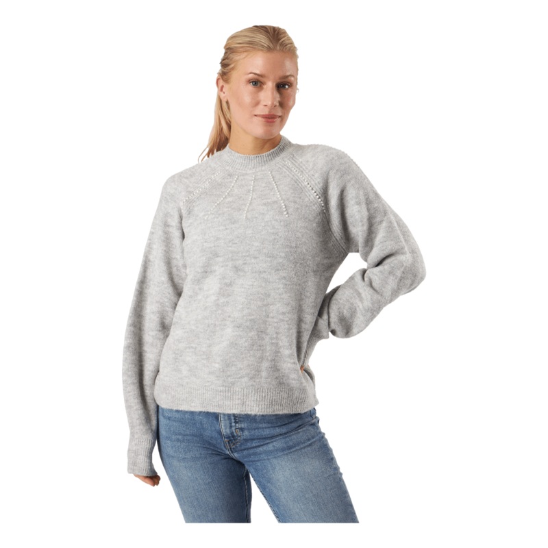 Vmpeppy Pearl Ls Highneck Blou Light Grey Melange