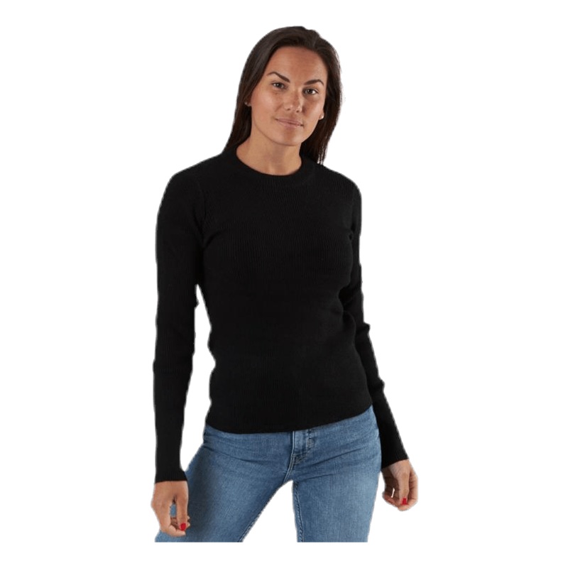Bassy Ls O-Neck Knit Black|XS