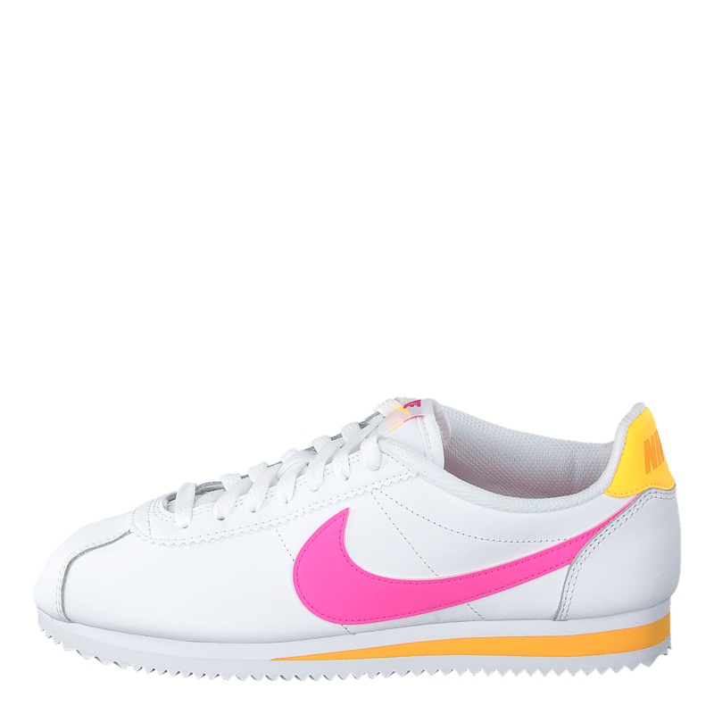 Wmns Classic Cortez Leather White/laser Fuchsia-orange