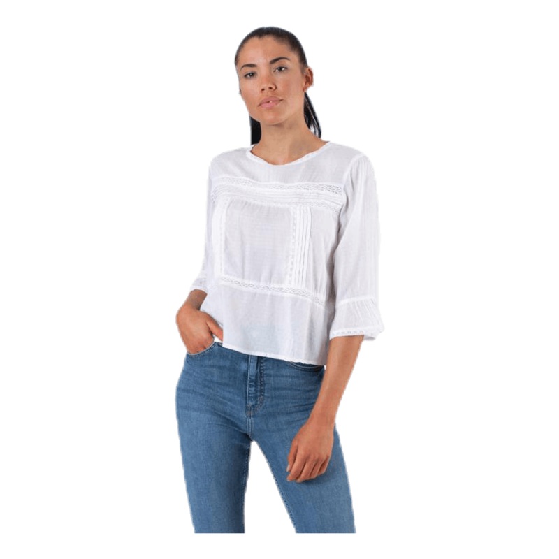 Anemone 3/4 Flaired Top White|34|36|38|40|42