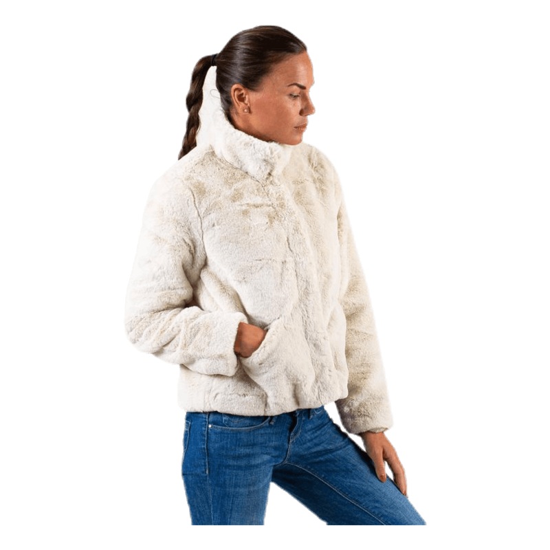 Vida Faux Fur Jacket Otw White