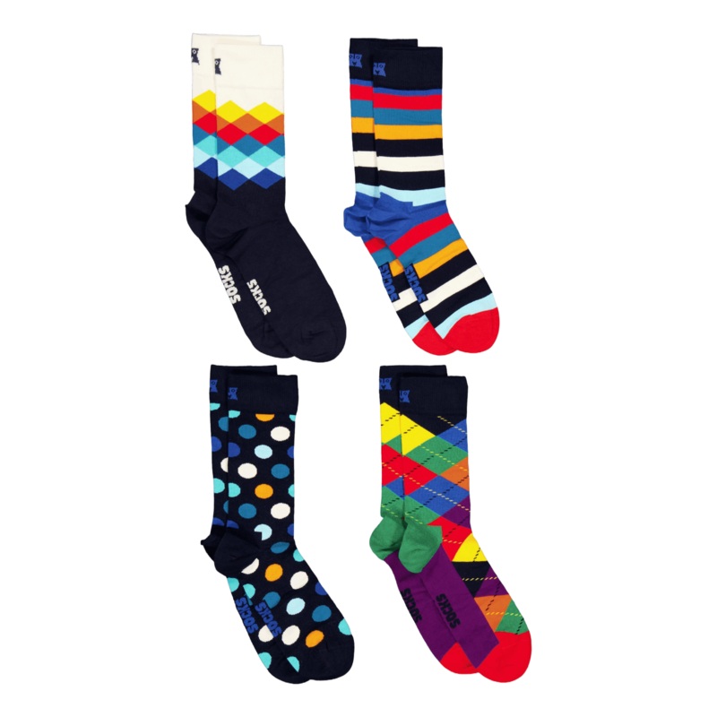 4-pack Multi-color Socks Gift  Navy