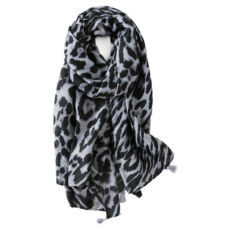 180x90cm Women Vintage Leopard Print Cotton Scarf Contrast Color Tassels Lightweight Autumn Winter Oversized Large Shawl Wrap Muslim Hijab  Gray | Fruugo SG