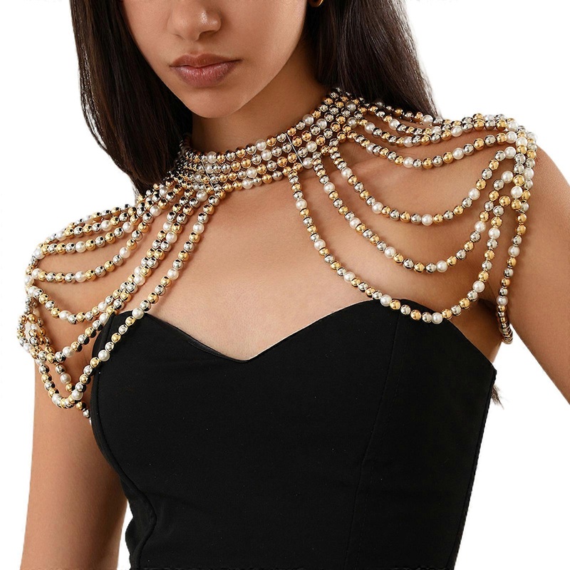 Elegant Faux Pearls Shoulder Necklace For Women Perfect For Pageants Proms Party Wedding Photo Props | Fruugo SG
