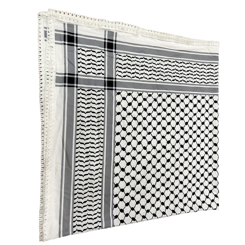 Geometric Pattern Lace Trim Shemagh Scarf Arabian Desert Scarves Neck Warmer Head Wrap Keffiyeh Square Shawl Neckerchief | Fruugo SG