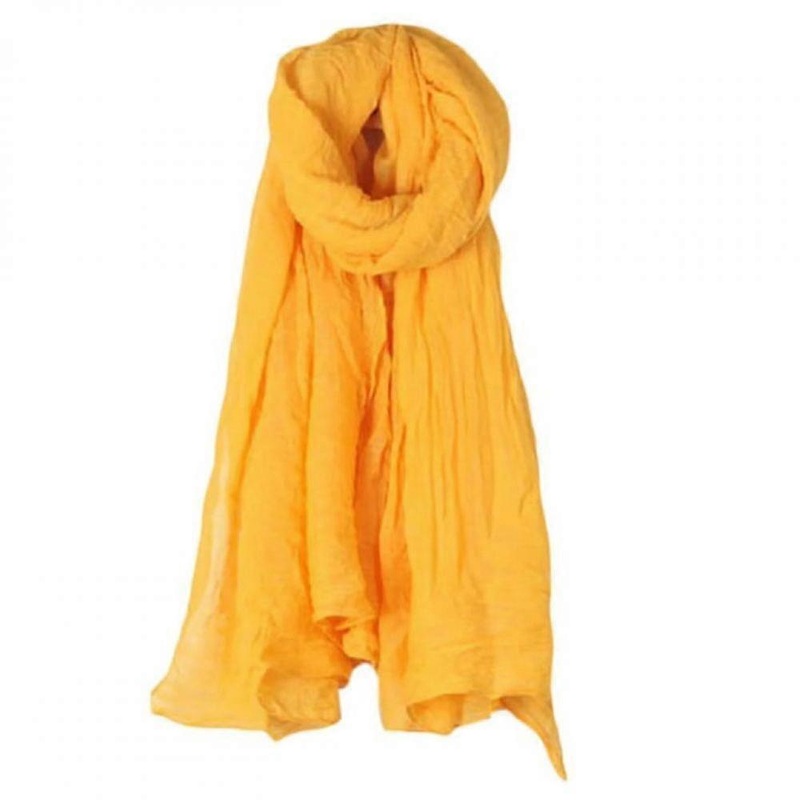 Pure color cotton and linen scarf ladies literary sunscreen scarf silk scarf beach long scarf-51# light turmeric | Fruugo SG