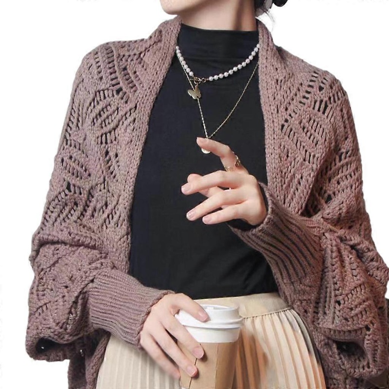 Women Cardigans Winter Hollowed Leaf Printed Art Fashion Functional Soft Wrap Casual Warm Scarves Shawls for Mother  Coffee | Fruugo SG