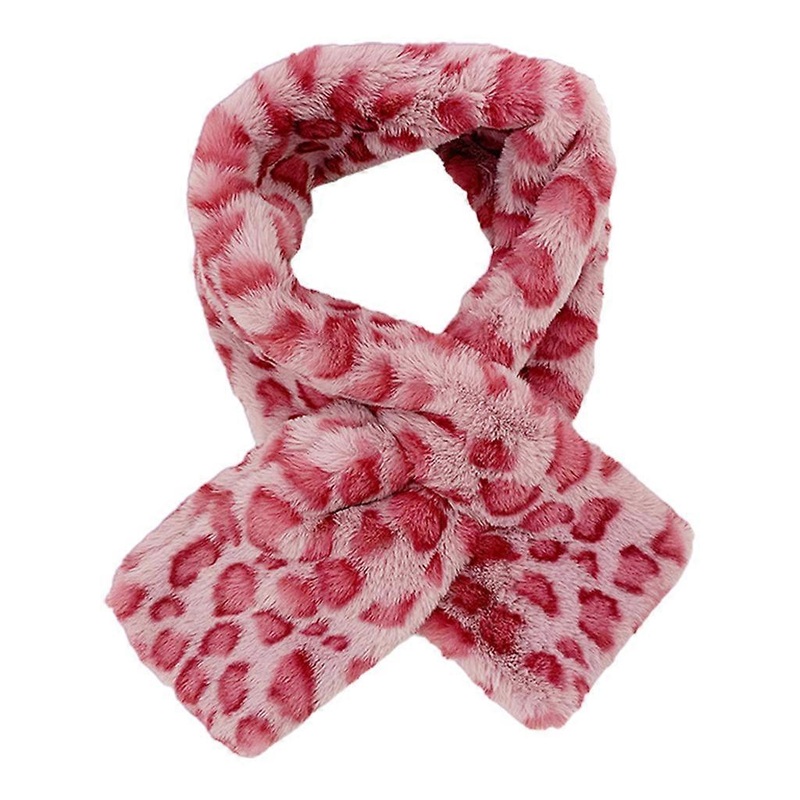 Women Pink Leopard Print for Cross Loophole Collar Scarf Harajuku Winter Furry Plush Neckerchief Thermal Neck Warmer Wra | Fruugo SG