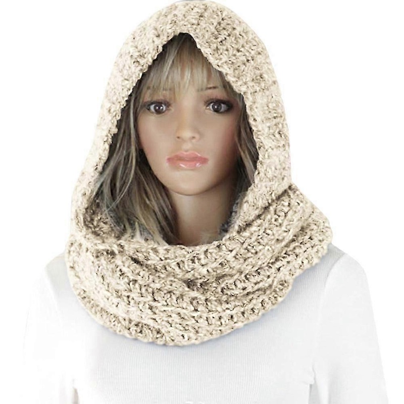Women’s Knitted Hooded Scarf Hat Wrap Shawl Neck Warmer Outdoor Hoodie | Fruugo SG