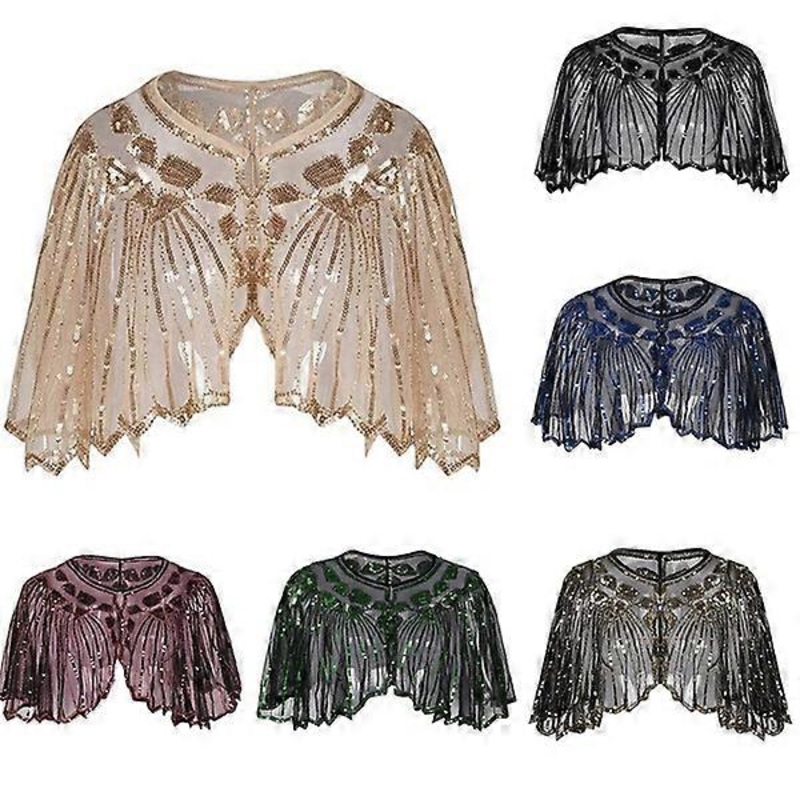 Women’s Shawl Beaded Sequin Deco Evening Cape Cover Up Wedding Dress Shawl | Fruugo SG