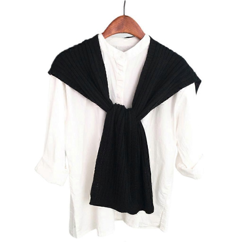 Womens Mens Autumn Ribbed Knit False Collar Shawl Ornament Detachable Solid Colo  Black | Fruugo SG