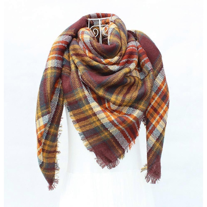 Womens Warm Scarf Square Shawls Large Infinity Scarves Stripe Plaid Scarf | Fruugo SG