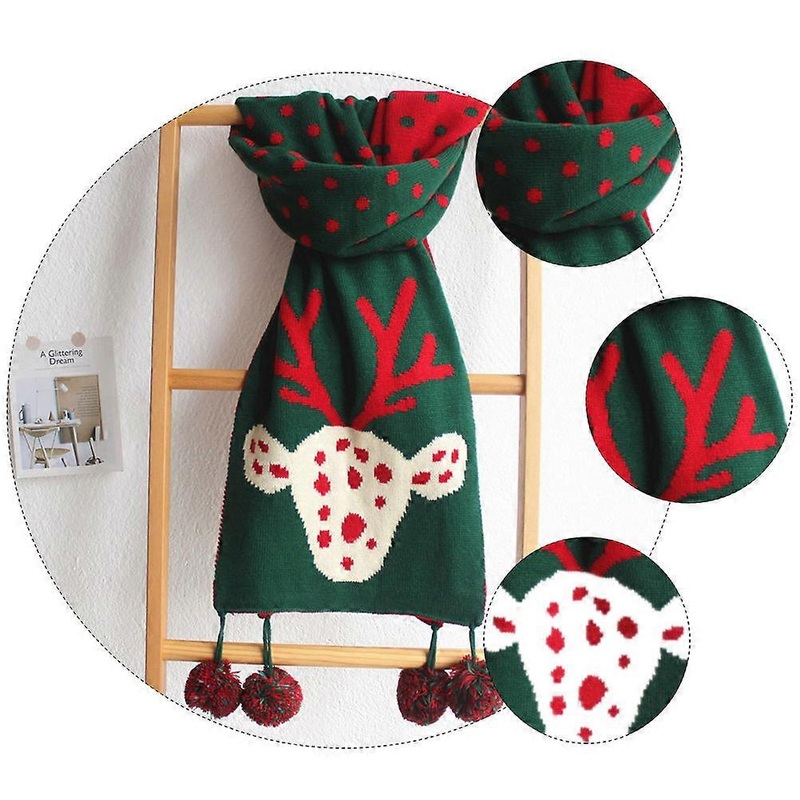 Colorful Scarf Women Winter Woolen Deer Neck Warmer Christmas Design Rectangular 193x32cm 1Pc | Fruugo SG