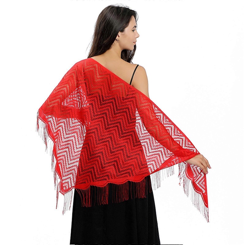 Hollowout Waved Lace Triangle Stole for Women Enhancing Elegances of Weddings and Evening Party Gathering  Red | Fruugo SG