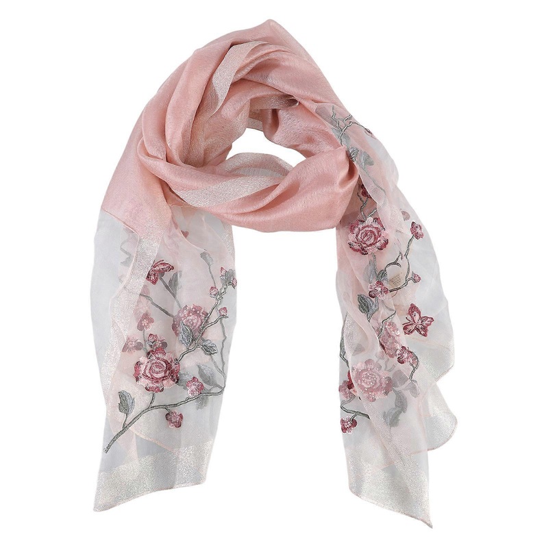 Muslim embroidery Scarf Floral Scarf Headscarf Printed Tudung Scarf Hijab Women Bandana Scarf Shawl Mulberry silk  Pink | Fruugo SG