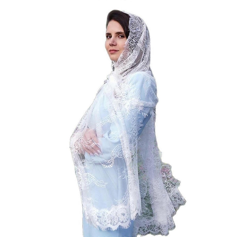 Muslims Lace Mantilla Veils for Catholic Church Latin Mass Head Covering Hijab Head Veils Seethrough Headscarf for Women  White | Fruugo SG