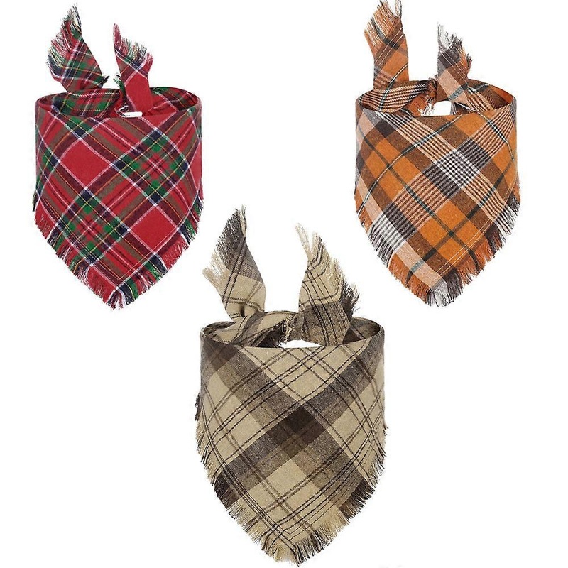 Plaid Pet Triangle Scarf Fringed Dog Scarf Pet Fringed Saliva Towel – Set of 3 | Fruugo SG