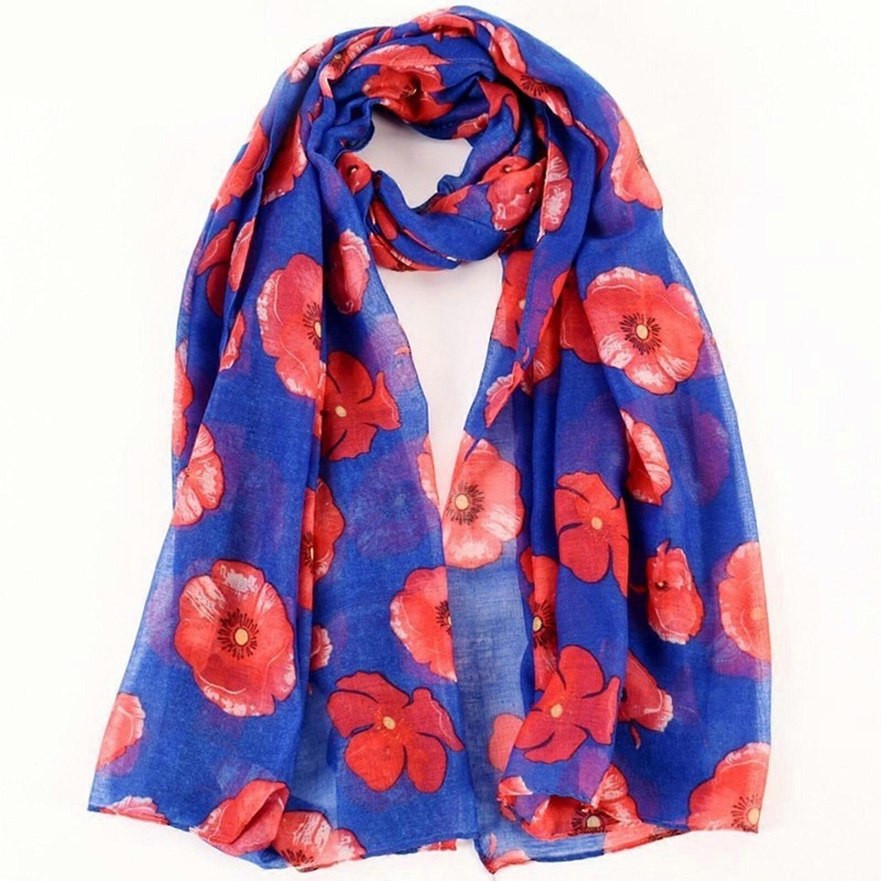 Poppy Print Scarf Remembrance Day Poppies Floral Wrap Shawl for Women Ladies | Fruugo SG