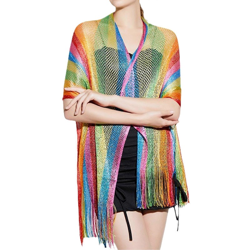 Soft and Comfortable Rainbow Striped Scarf Long Muffler Shawl with Tassels Decor for Daily Commutes & Outdoor Activity | Fruugo SG