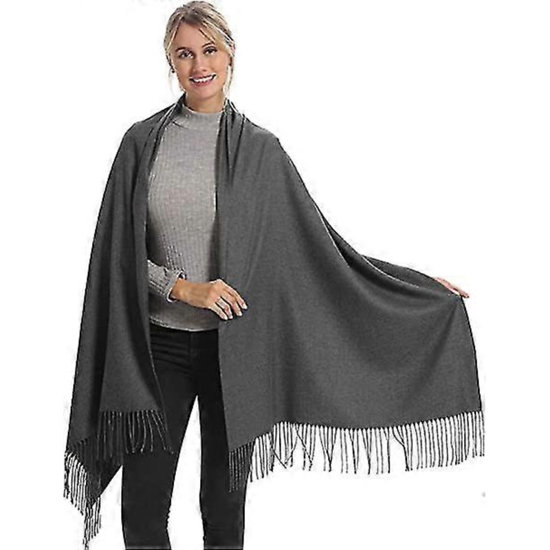 Soft Cashmere Wool Blend Scarf Wrap Pashmina Acrylic and Shawl for Women-Dark Grey | Fruugo SG