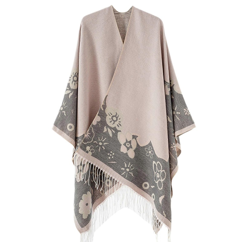 Vintage Fringe Tassels Shawl Wrap with Floral Pattern for Women Winter Fall Open Front Cardigan Sweater Ponchos Capes  Pink | Fruugo SG