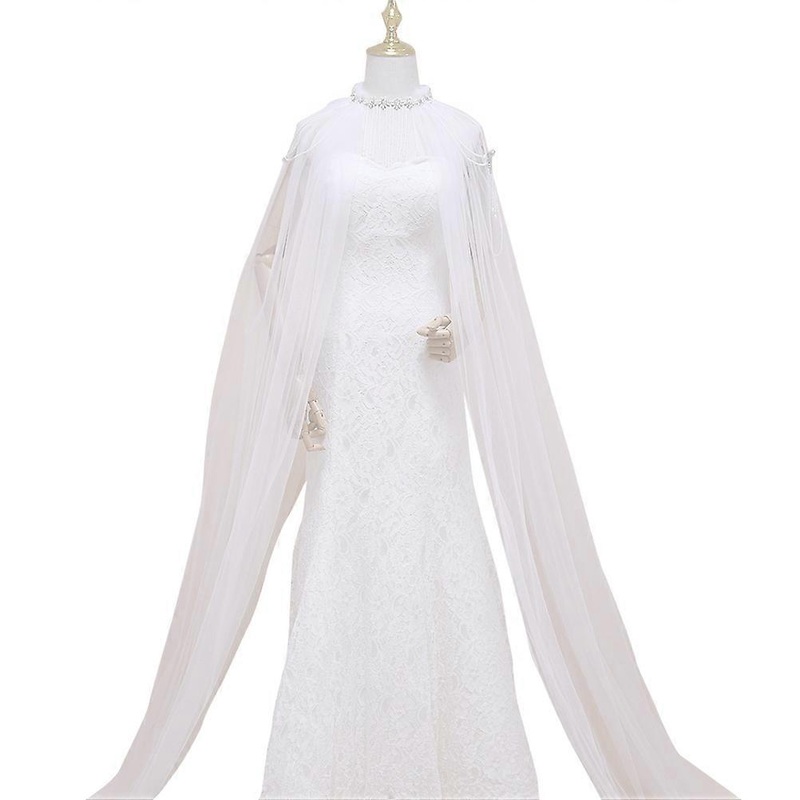White Bridal Shawl Fashion Mesh Tassel Robe Wedding Party Tippet Long Cloak Wedding Dress Accessories | Fruugo SG