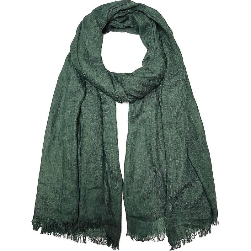Women Summer Scarfs Lightweight Large Long Gauze Shawl Linen Beach Wrap Plain 7543-Green | Fruugo SG