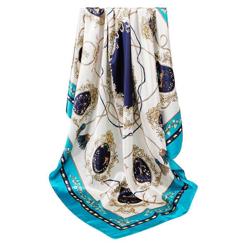 1Pc Fashion and Creative Printed Imitation Silk Satin Scarf Shawl (Lack Blue) | Fruugo SG