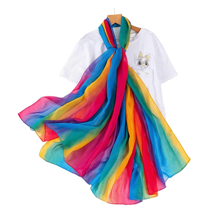 Breathable Rainbow Color Scarf for Ladies Spring Summer Lightweight Shawls Seaside Sun-proof Large Anti-uv Scarves  1 | Fruugo SG