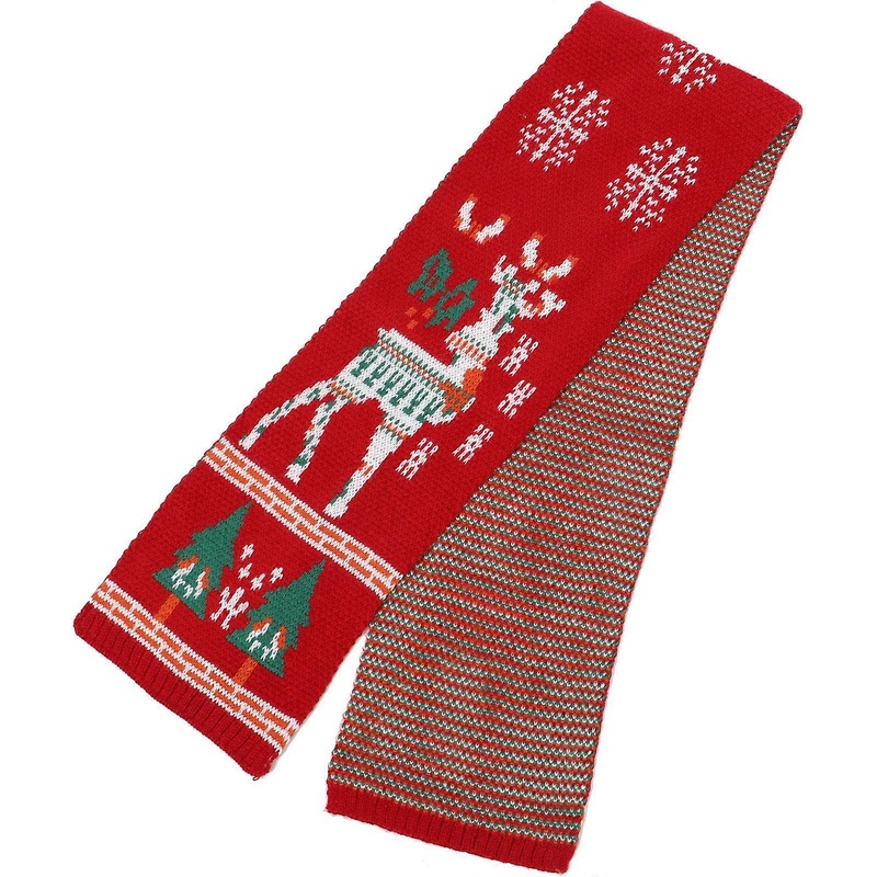 Childrens Scarf Winter Warmth Kids Christmas Theme Red 124x19cm Knitted 1Pcs | Fruugo SG