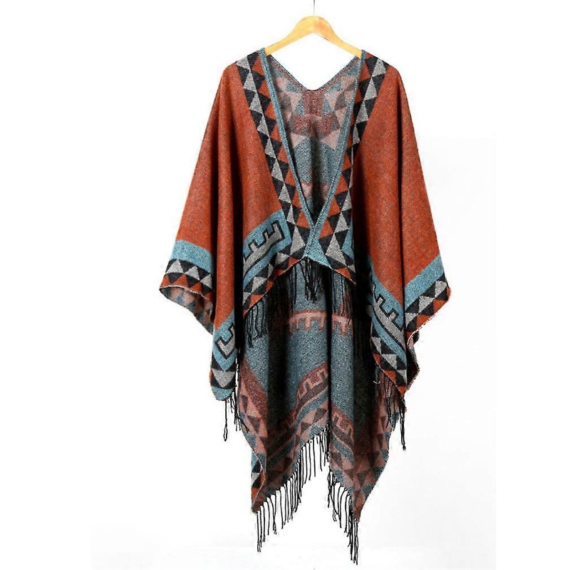 Geometric Thicken Scarf Elegant Shawl Wrap Warm Poncho with Tassel for Lady | Fruugo SG