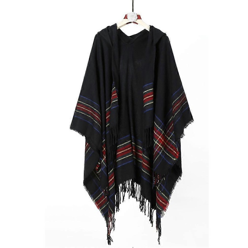 Hoodie Scarf Elegant Shawl Wrap Warm Poncho with Tassel for Lady Ethnic Style | Fruugo SG