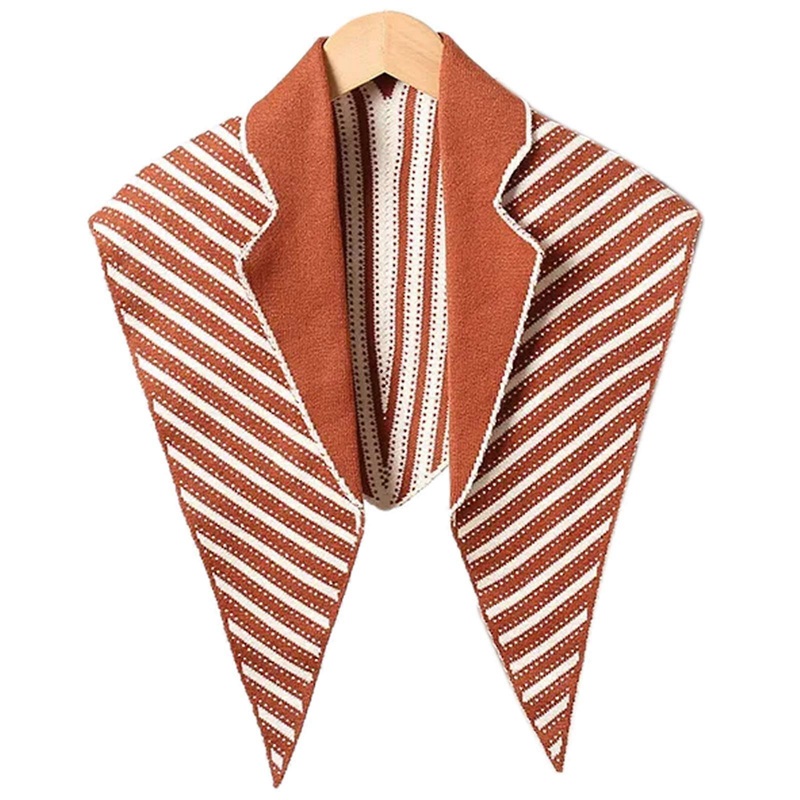 Soft Knitted Cotton Scarf with Elegant Stripes Lapel Collar Shawl Wrap for Daily Wear Office Women Decorative Neckwrap  caramel color | Fruugo SG