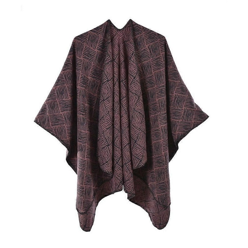 Thicken Pashmina Shawl Wrap Cashmere Feel Poncho Open Front Cape for Lady | Fruugo SG