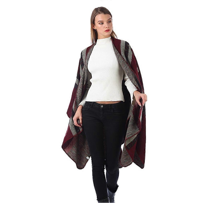Warm Shawl Scarf Open Front Poncho Winter Cardigant Ethnic Style for Lady | Fruugo SG
