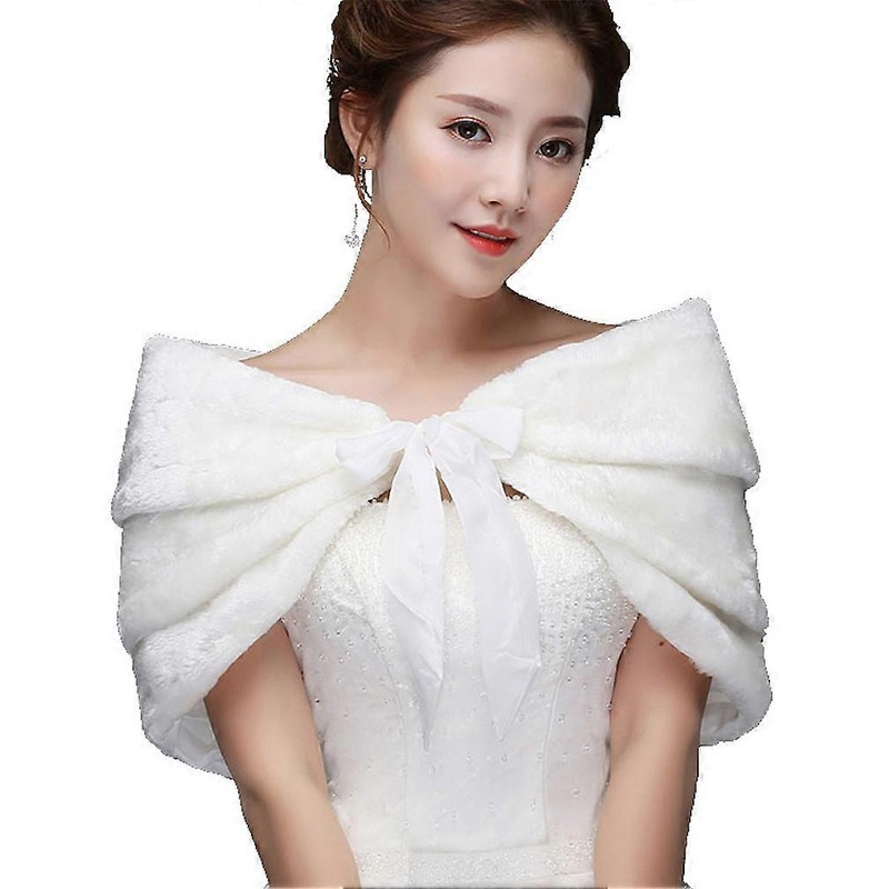White Faux Fur Capelets Shawls Soft Wedding Bridal Shoulder Cape Wraps Tippet Stoles | Fruugo SG