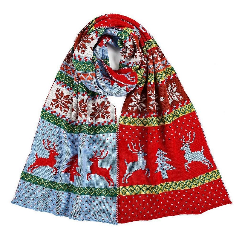 Winter Christmas elk scarf Warm snow geometric shawl knitted long thick scarf | Fruugo SG