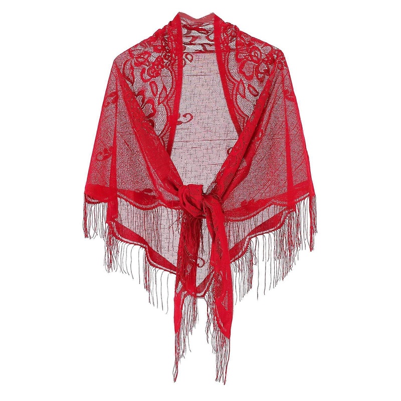 Woman Triangle Shawl Wedding Party Floral Pattern Scarf Soft Lightweight Scarf for Hot Weather Sunproof Supplies  Red | Fruugo SG