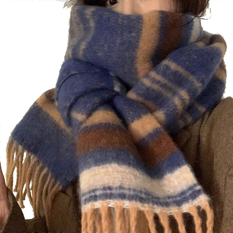 Women’s Winter Striped Scarf Cashmere Feel Tassel Warm Chunky Scarves | Fruugo SG