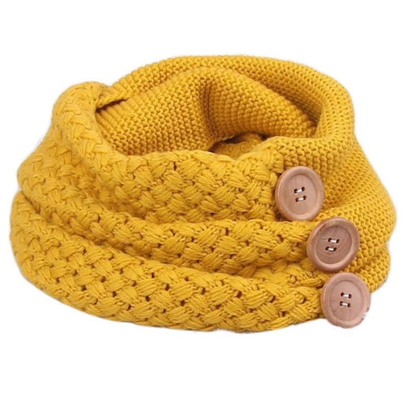 Women Winter Chunky Crochet Knitted Circle Loop for Infinity Scarf with 3 Buttons Decor Solid Color Collar Neckerchief Shawl Wrap Neck Warmer  Yellow | Fruugo SG