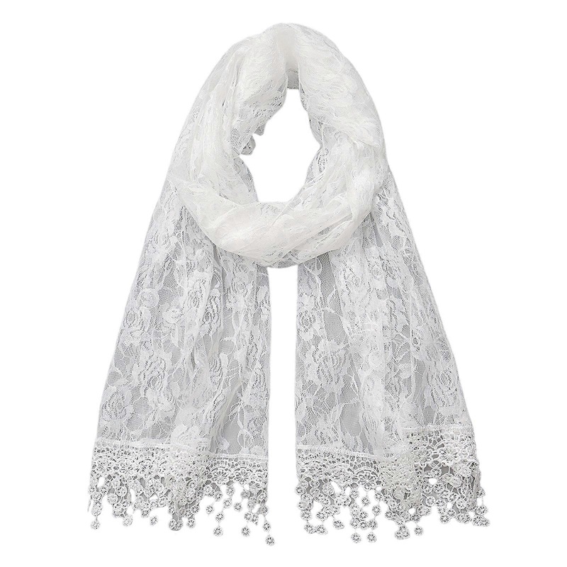 Womens Flower Lace Shawls Wraps for Evening Dress Fringes Tassels Lace Mesh Scarf for Wedding Dress Party Capes Stoles  White | Fruugo SG
