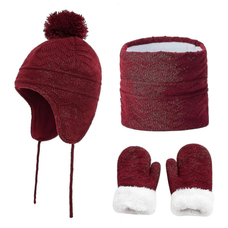 3 Pieces Winter Hat Scarf Gloves Set For Kids, Knit Thick Warm | Fruugo SG