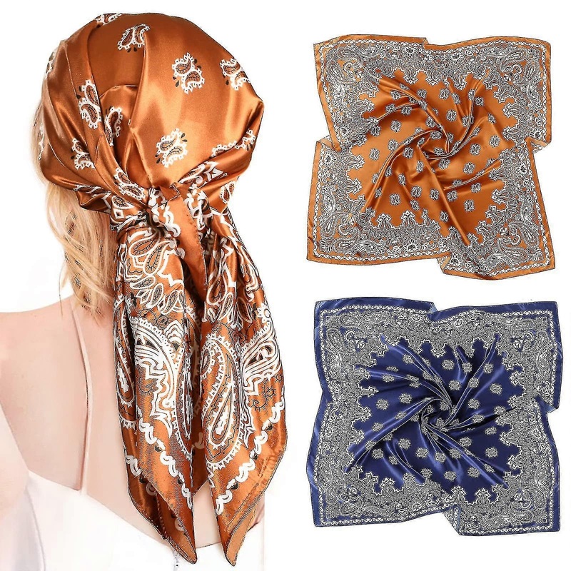 35 Large Satin Square Head Scarf – 2pcs Silk Like Floral Head Scarves Square Satin Hair Scarf Bandanas For Women | Fruugo SG