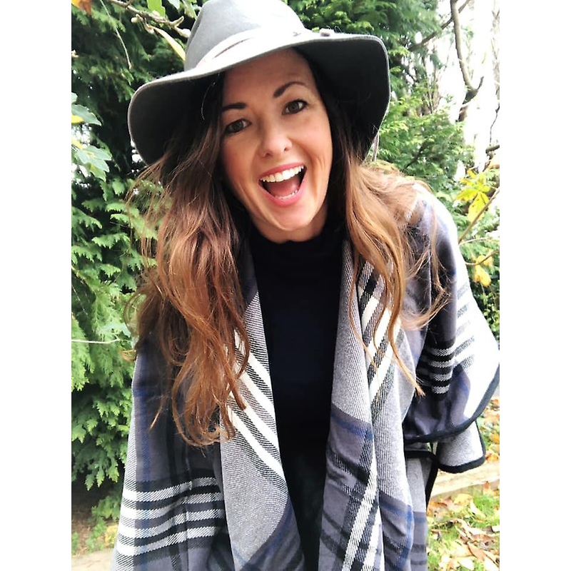 Belle Divino Quality Checked Stylish Poncho Warm Grey Tartan | Fruugo SG