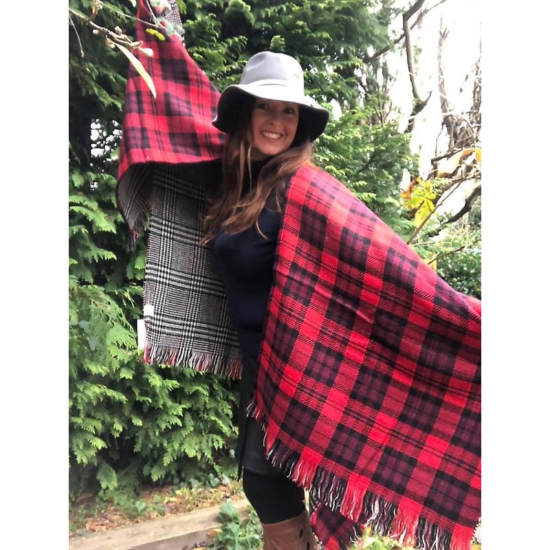 Belle Divino Quality Checked Stylish Poncho Warm Winter Orange / Black | Fruugo SG