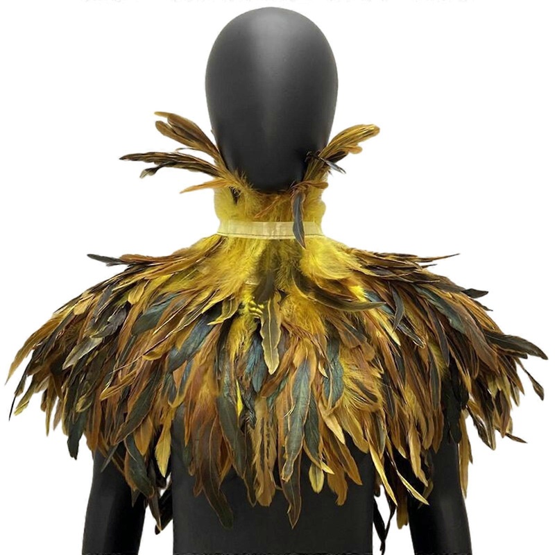 Female Party Costume Feather Cloak Adult Teens Feather Cape Halloween Party Cosplay Cape Punk Style Neck Shawl Accessory  Yellow | Fruugo SG