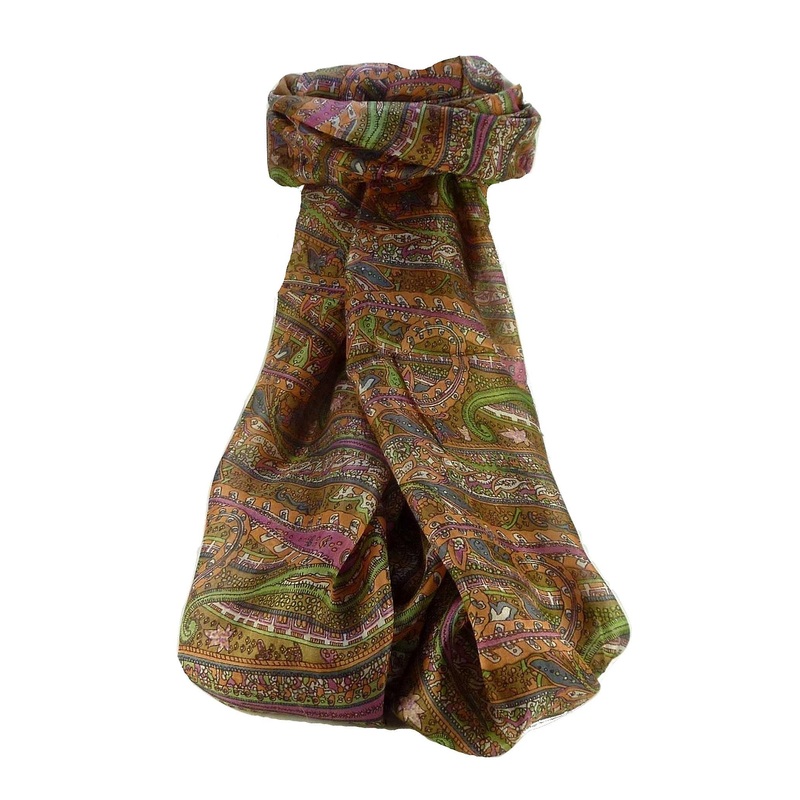 Mulberry Silk Traditional Long Scarf Gosthani Chestnut by Pashmina & Silk | Fruugo SG